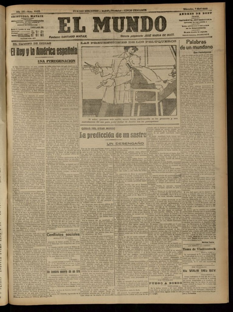 Miniatura de El Mundo del 7 de abril de 1920 (edición de provincias)