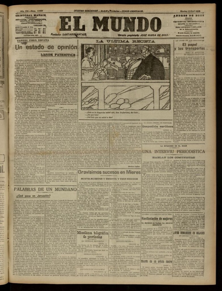 Miniatura de El Mundo del 13 de abril de 1920 (edición de provincias)