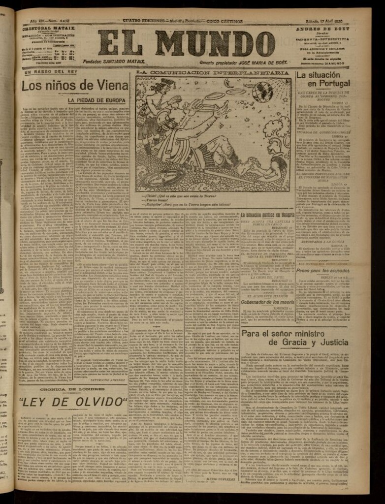 Miniatura de El Mundo del 17 de abril de 1920 (edición de provincias)