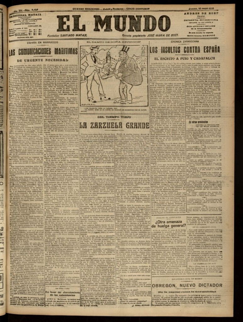 Miniatura de El Mundo del 13 de mayo de 1920 (edición de provincias)