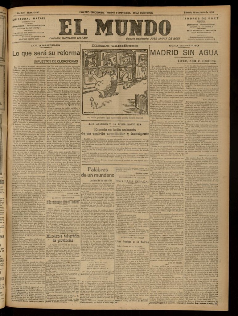 Miniatura de El Mundo del 19 de junio de 1920 (edición de provincias)
