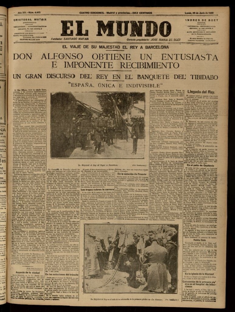 Miniatura de El Mundo del 28 de junio de 1920 (edición de provincias)
