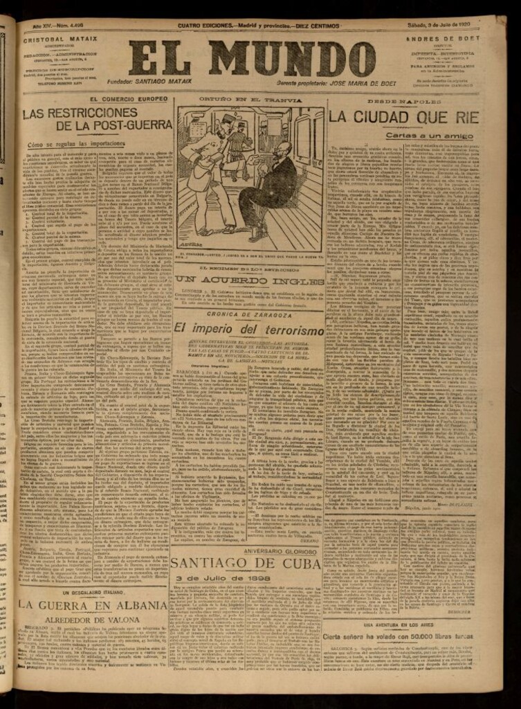 Miniatura de El Mundo del 3 de julio de 1920 (edición de provincias)