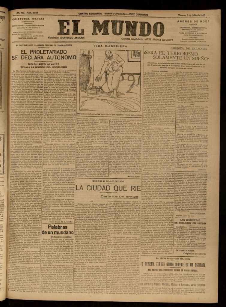 Miniatura de El Mundo del 9 de julio de 1920 (edición de provincias)