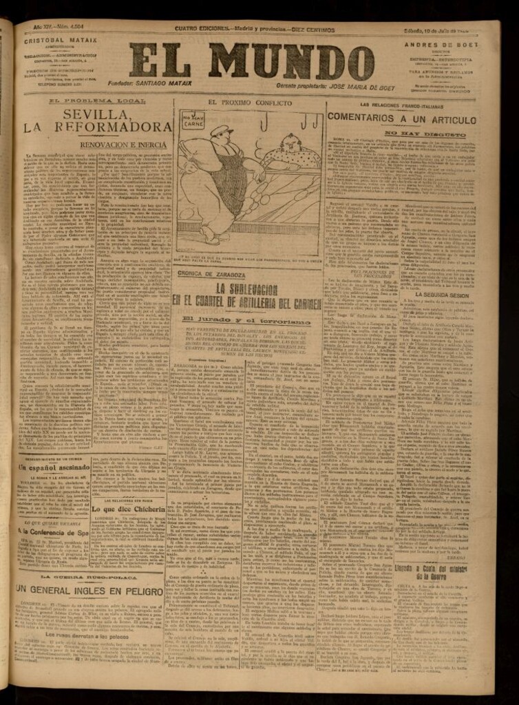 Miniatura de El Mundo del 10 de julio de 1920 (edición de provincias)