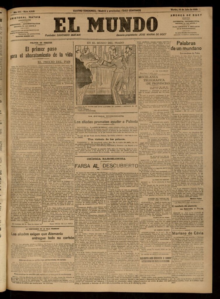 Miniatura de El Mundo del 13 de julio de 1920 (edición de provincias)
