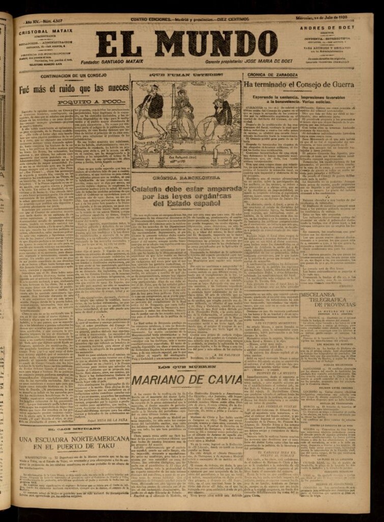 Miniatura de El Mundo del 14 de julio de 1920 (edición de provincias)