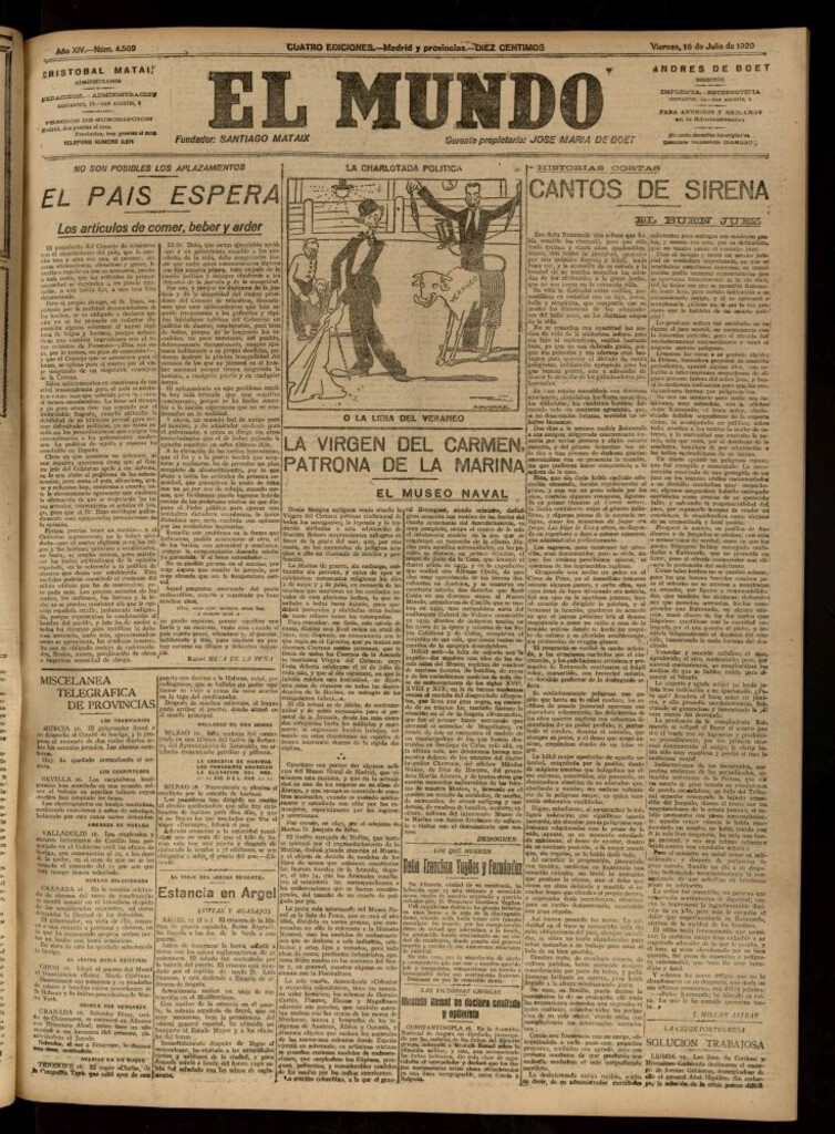 Miniatura de El Mundo del 16 de julio de 1920 (edición de provincias)