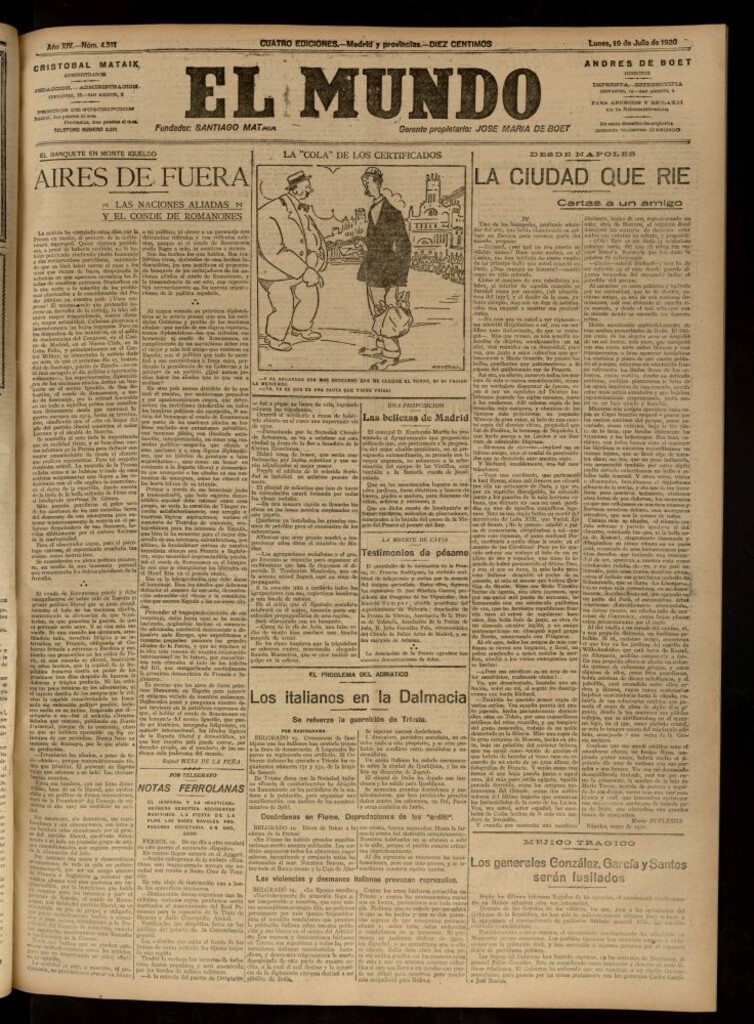 Miniatura de El Mundo del 19 de julio de 1920 (edición de provincias)