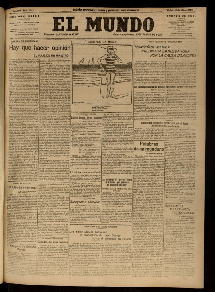 Miniatura de El Mundo del 20 de julio de 1920 (edición de provincias)