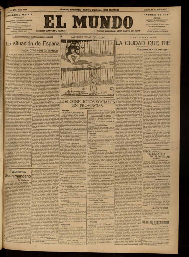Miniatura de El Mundo del 22 de julio de 1920 (edición de provincias)
