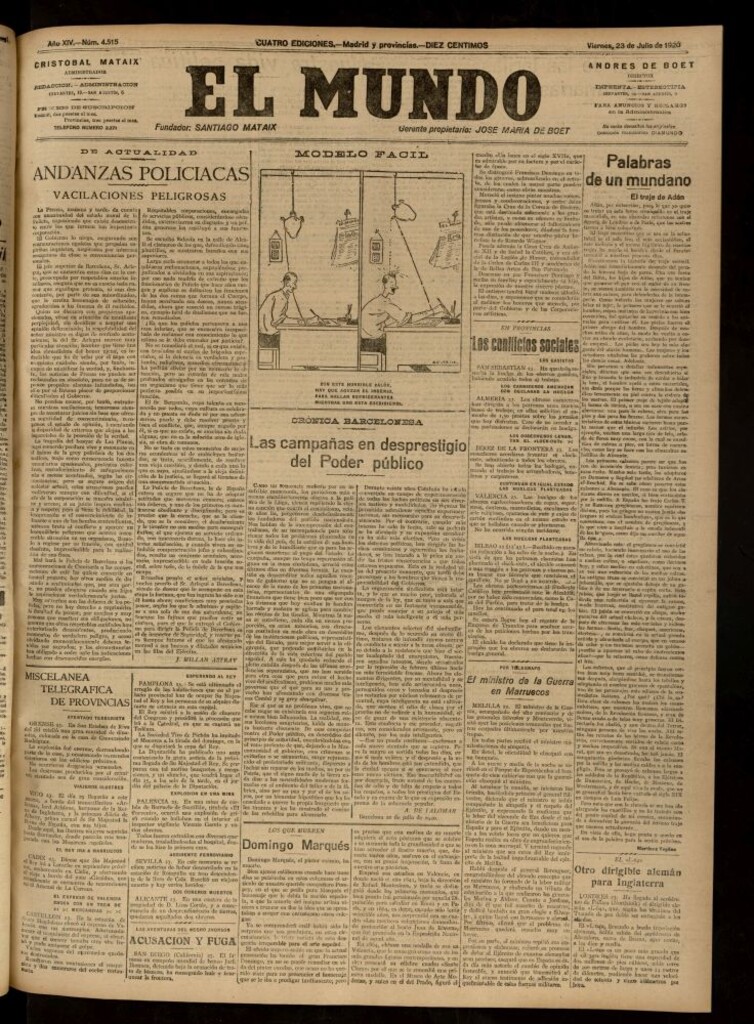 Miniatura de El Mundo del 23 de julio de 1920 (edición de provincias)