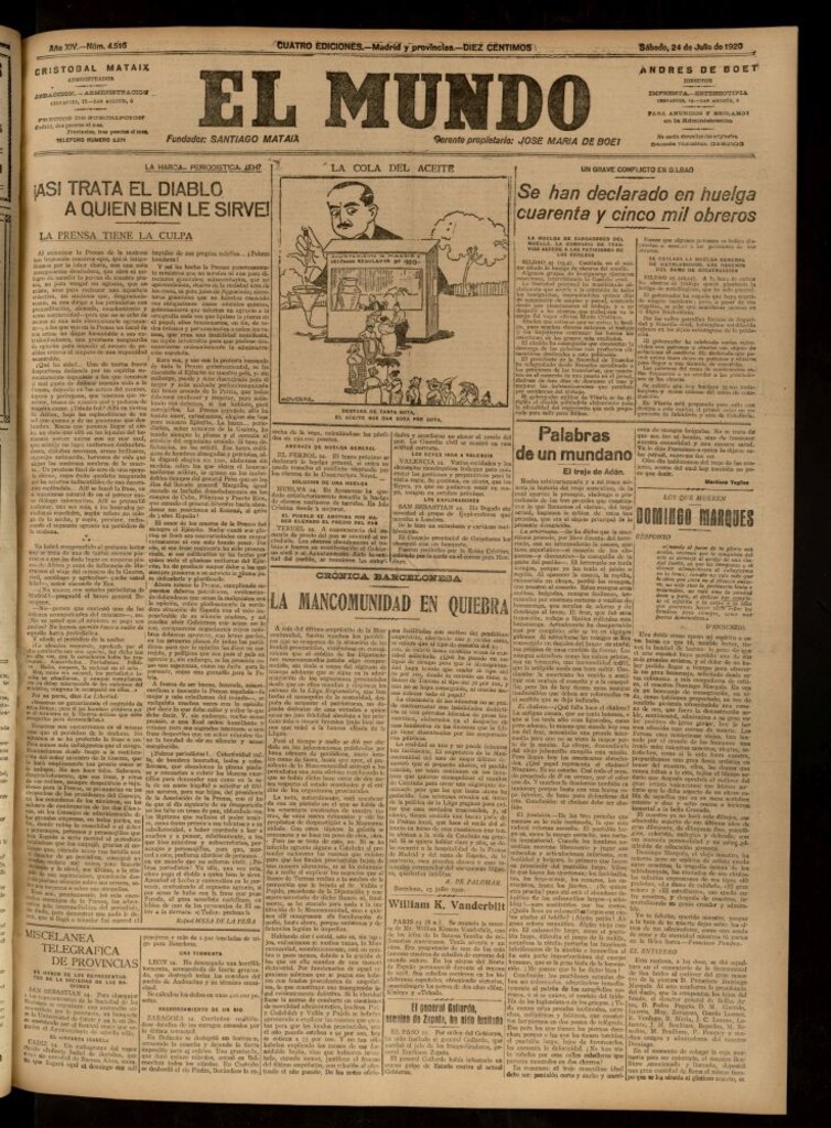 Miniatura de El Mundo del 24 de julio de 1920 (edición de provincias)