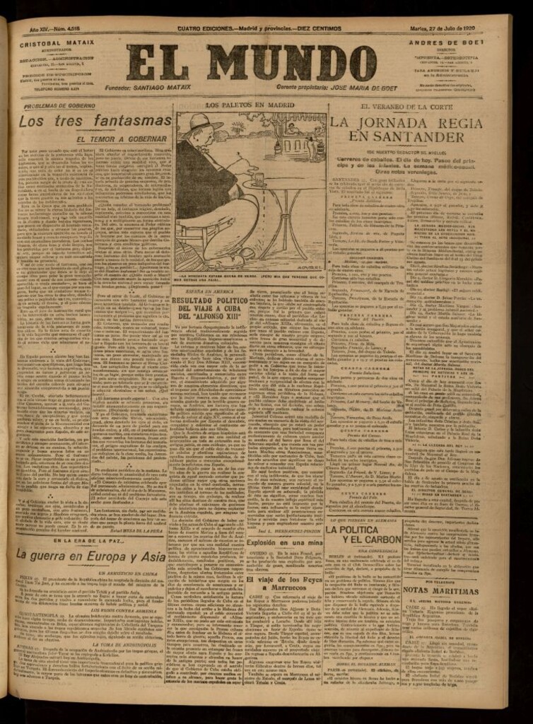 Miniatura de El Mundo del 27 de julio de 1920 (edición de provincias)
