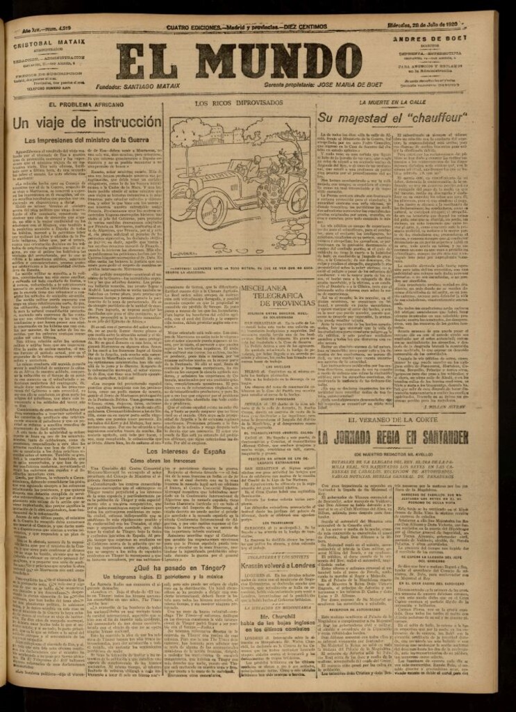 Miniatura de El Mundo del 28 de julio de 1920 (edición de provincias)