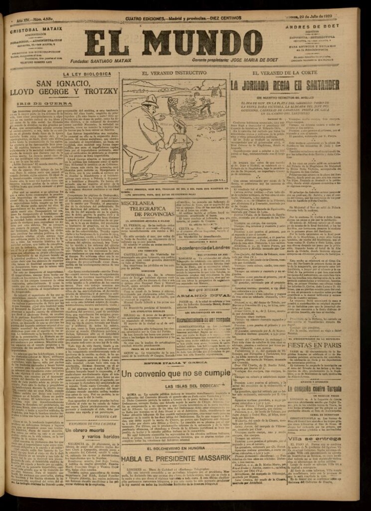 Miniatura de El Mundo del 29 de julio de 1920 (edición de provincias)