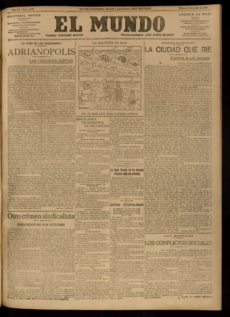 Miniatura de El Mundo del 30 de julio de 1920 (edición de provincias)