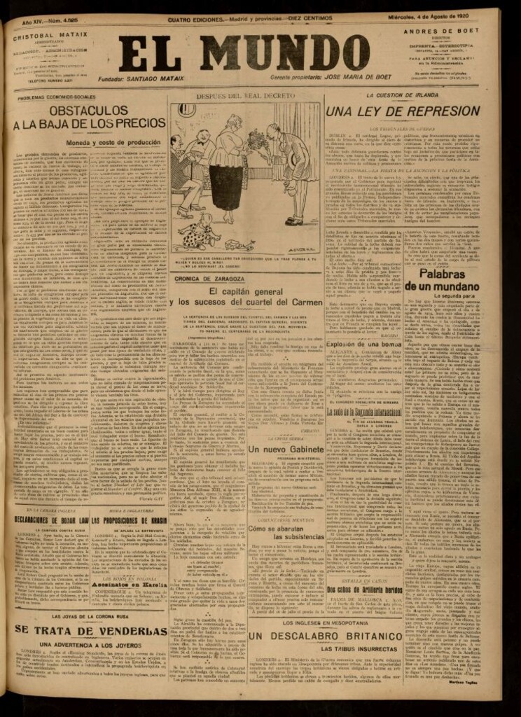 Miniatura de El Mundo del 4 de agosto de 1920 (edición de provincias)
