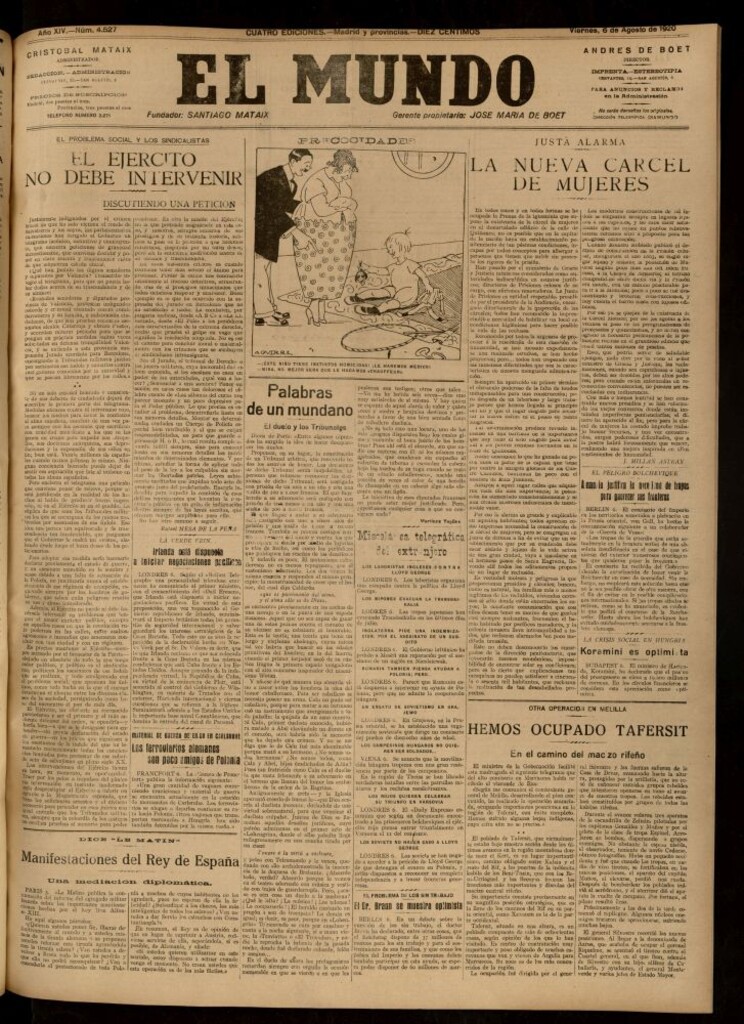 Miniatura de El Mundo del 6 de agosto de 1920 (edición de provincias)