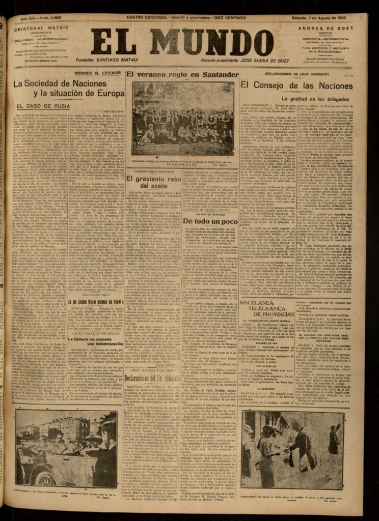 Miniatura de El Mundo del 7 de agosto de 1920 (edición de provincias)