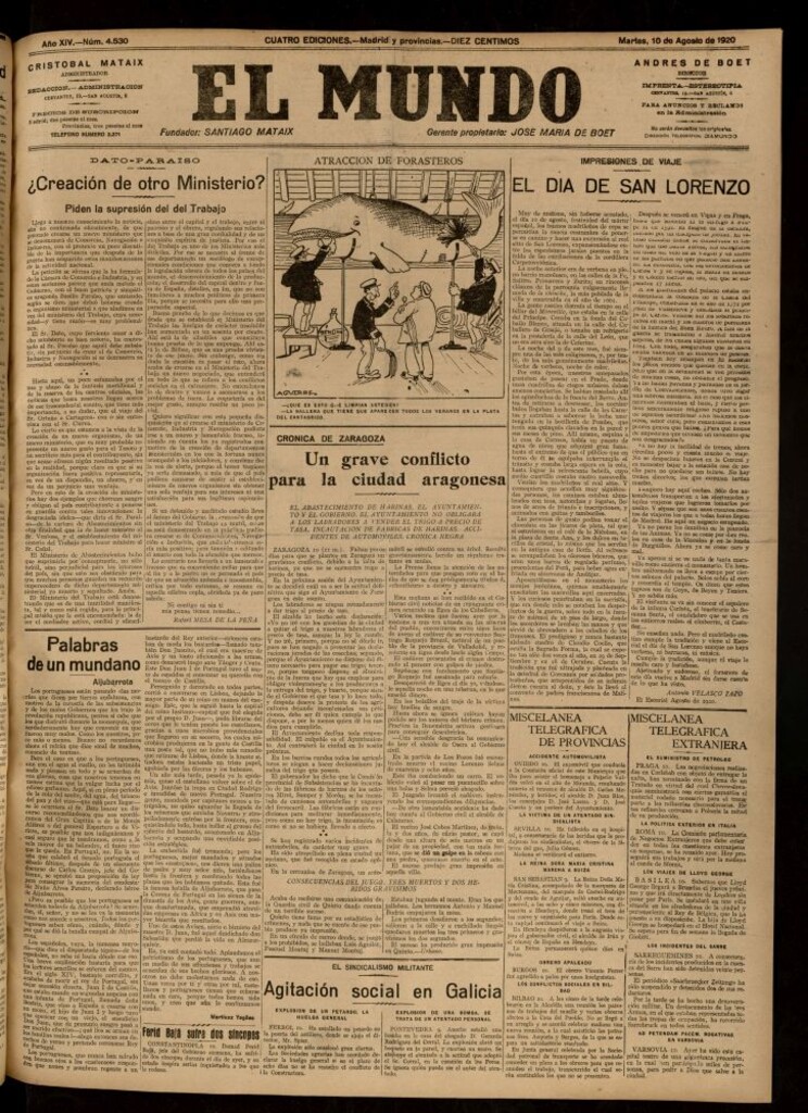 Miniatura de El Mundo del 10 de agosto de 1920 (edición de provincias)