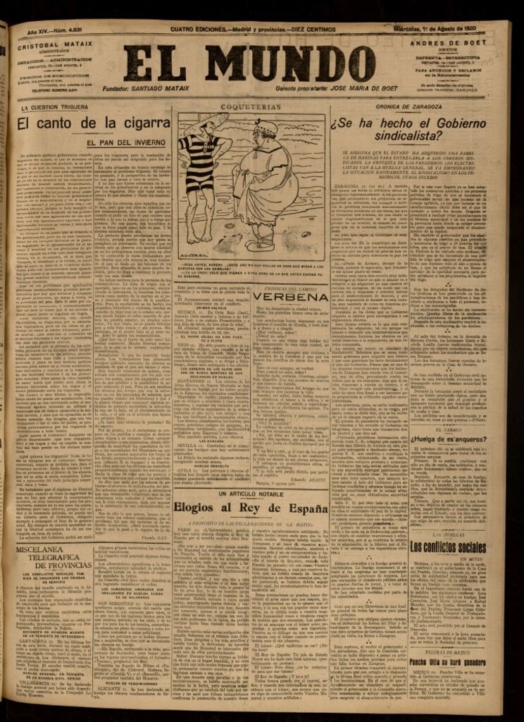 Miniatura de El Mundo del 11 de agosto de 1920 (edición de provincias)