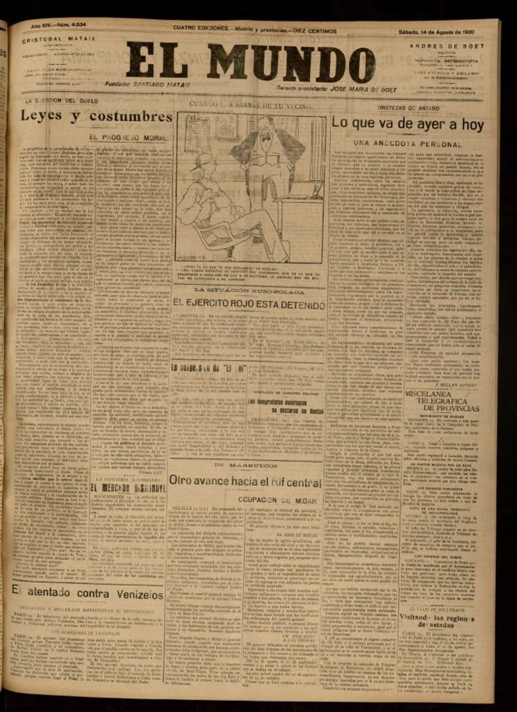 Miniatura de El Mundo del 14 de agosto de 1920 (edición de provincias)