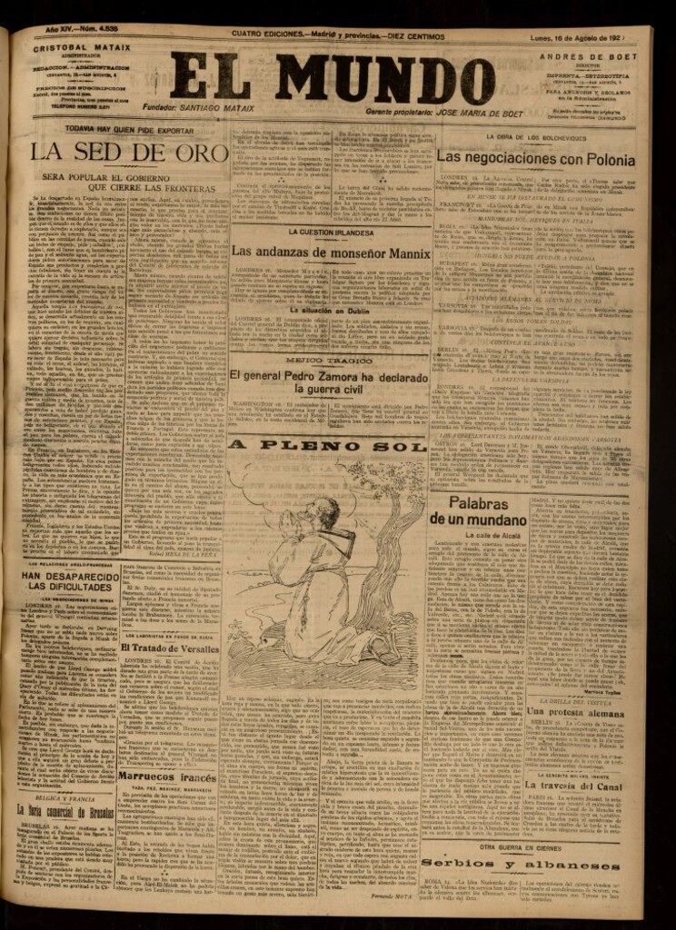 Miniatura de El Mundo del 16 de agosto de 1920 (edición de provincias)