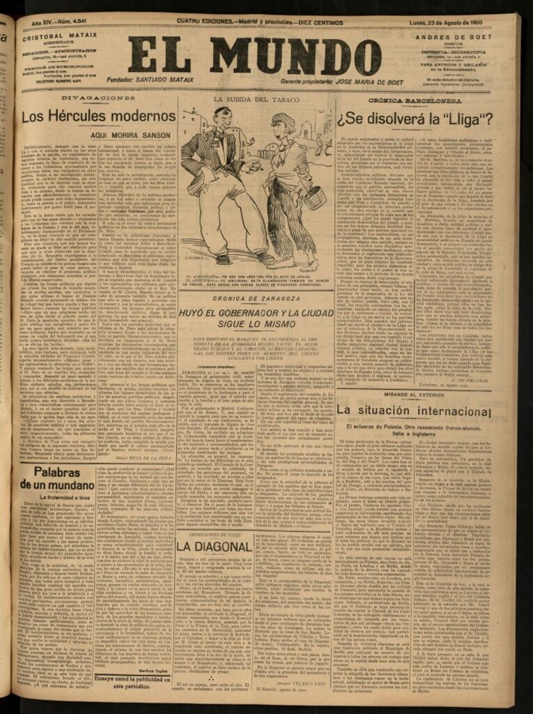 Miniatura de El Mundo del 23 de agosto de 1920 (edición de provincias)