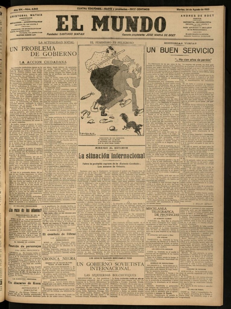 Miniatura de El Mundo del 24 de agosto de 1920 (edición de provincias)