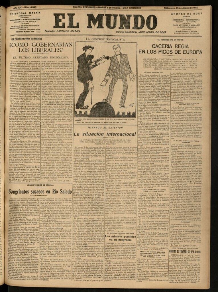 Miniatura de El Mundo del 25 de agosto de 1920 (edición de provincias)