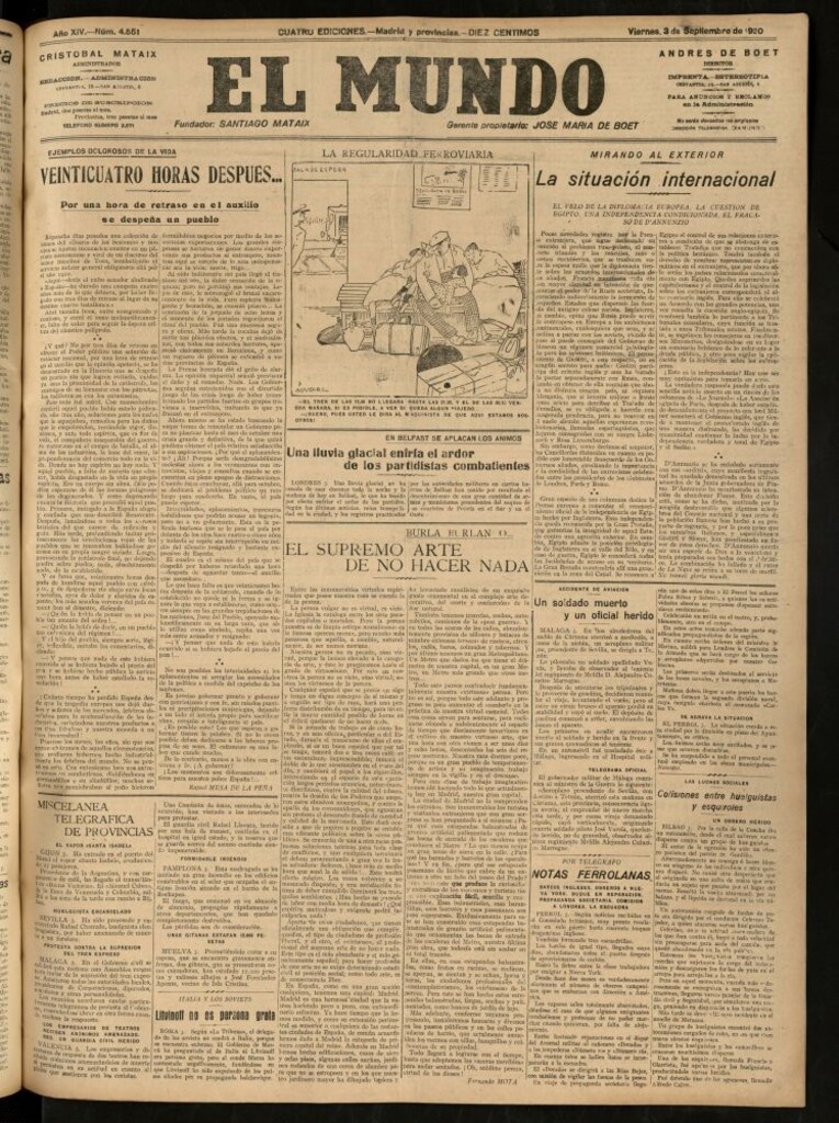 Miniatura de El Mundo del 3 de septiembre de 1920 (edición de provincias)