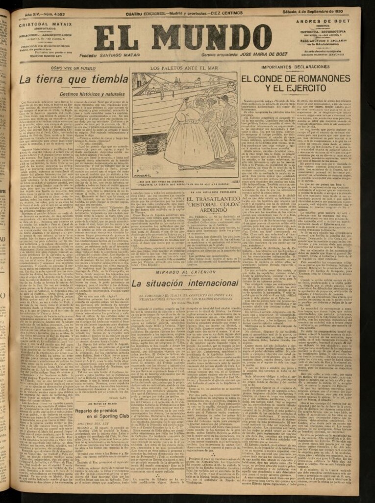 Miniatura de El Mundo del 4 de septiembre de 1920 (edición de provincias)