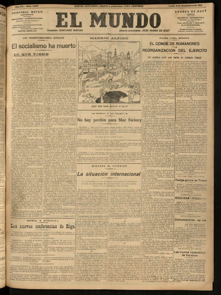 Miniatura de El Mundo del 6 de septiembre de 1920 (edición de provincias)
