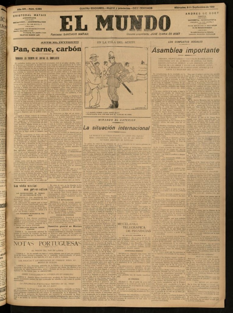 Miniatura de El Mundo del 8 de septiembre de 1920 (edición de provincias)