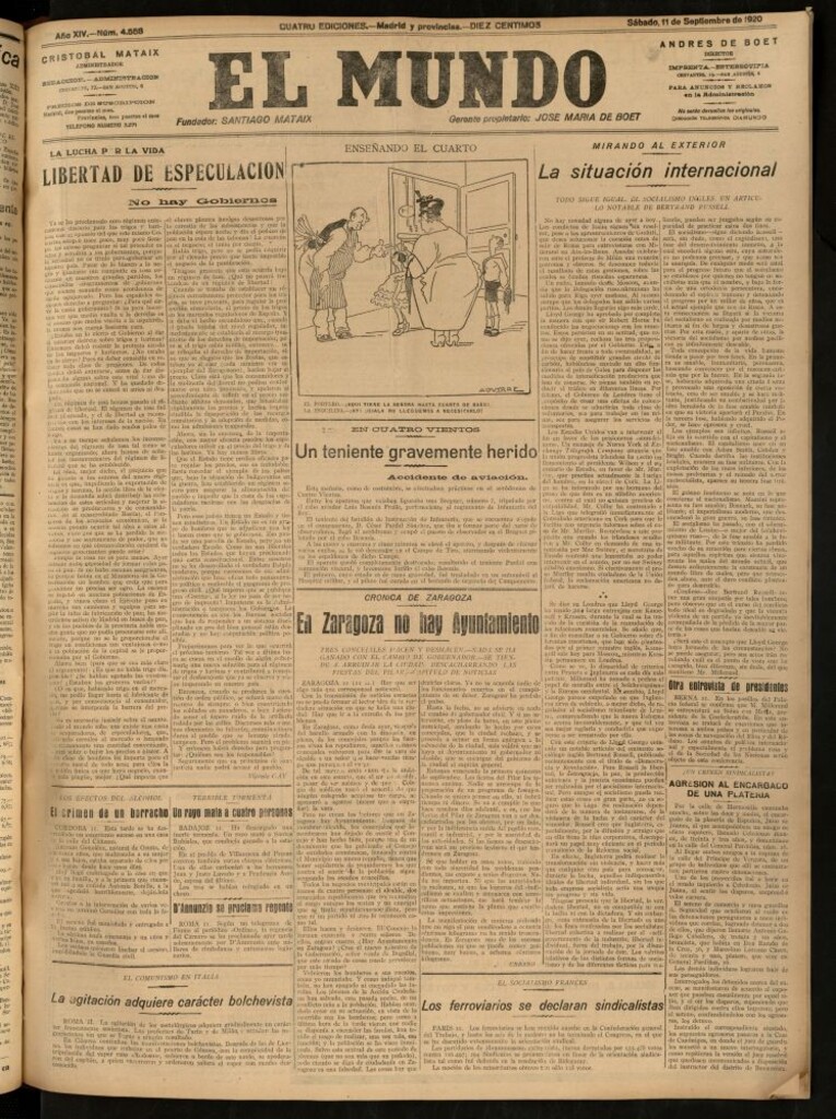 Miniatura de El Mundo del 11 de septiembre de 1920 (edición de provincias)