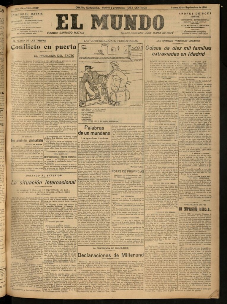Miniatura de El Mundo del 13 de septiembre de 1920 (edición de provincias)