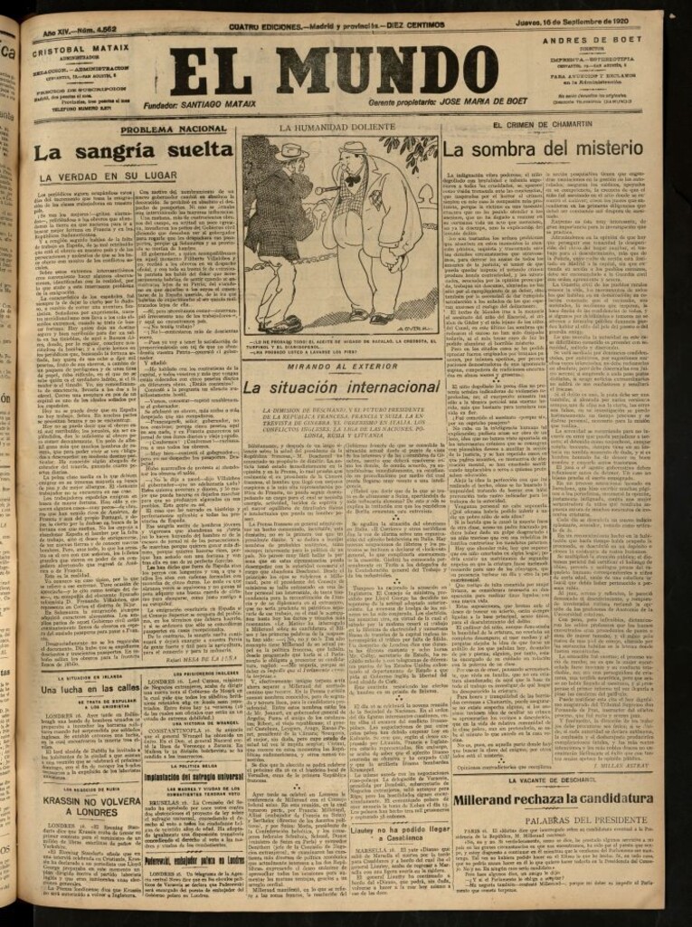 Miniatura de El Mundo del 16 de septiembre de 1920 (edición de provincias)