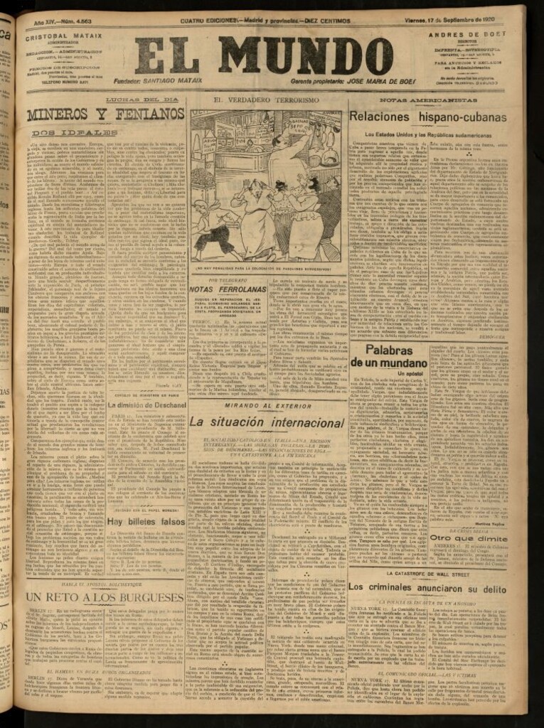 Miniatura de El Mundo del 17 de septiembre de 1920 (edición de provincias)