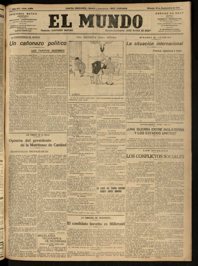 Miniatura de El Mundo del 18 de septiembre de 1920 (edición de provincias)