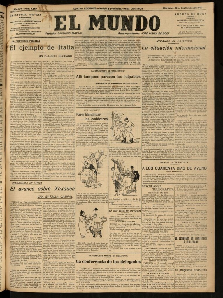 Miniatura de El Mundo del 22 de septiembre de 1920 (edición de provincias)