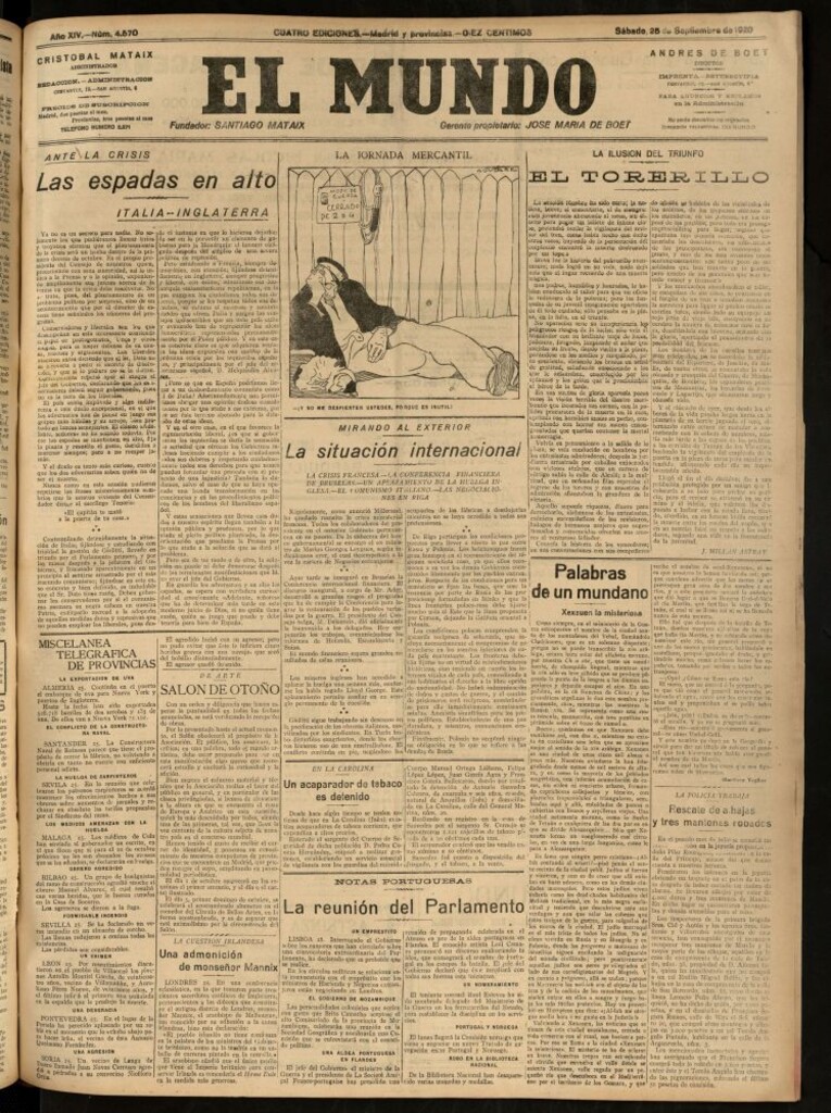 Miniatura de El Mundo del 25 de septiembre de 1920 (edición de provincias)