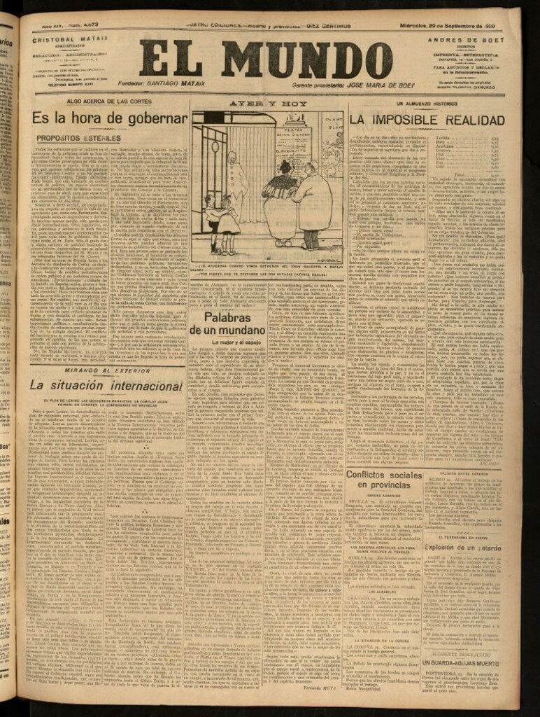 Miniatura de El Mundo del 29 de septiembre de 1920 (edición de provincias)