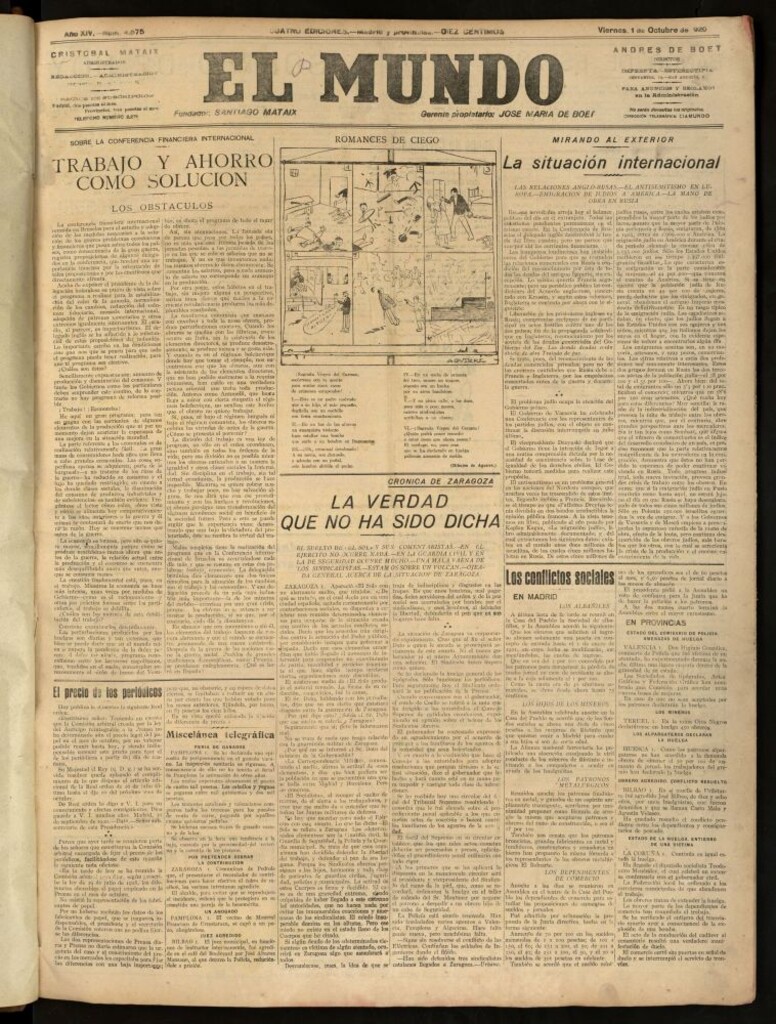 Miniatura de El Mundo del 1 de octubre de 1920 (edición de provincias)