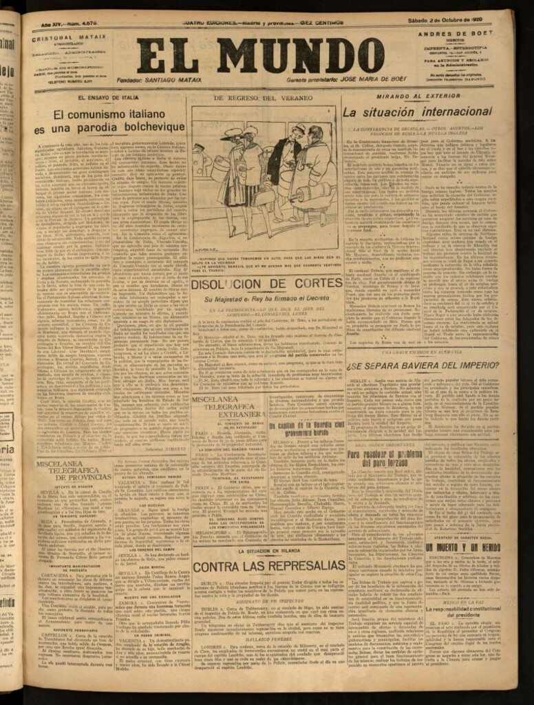 Miniatura de El Mundo del 2 de octubre de 1920 (edición de provincias)
