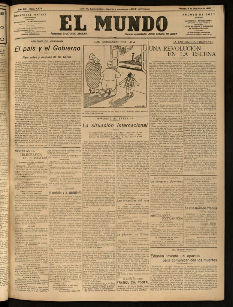 Miniatura de El Mundo del 5 de octubre de 1920 (edición de provincias)