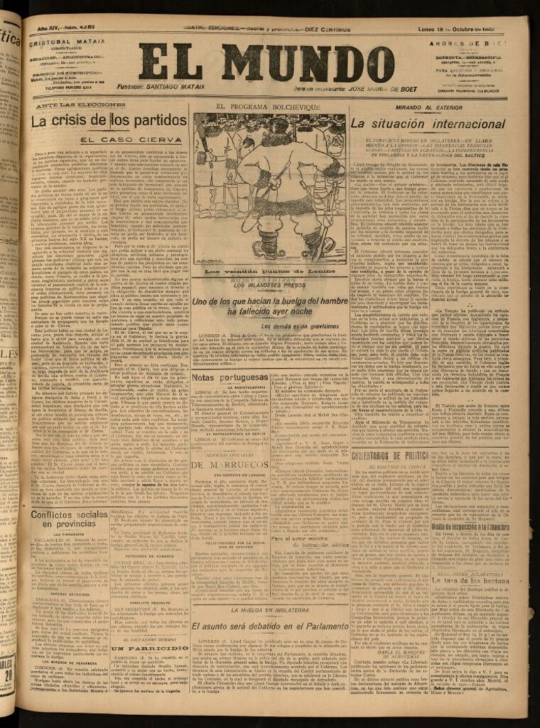 Miniatura de El Mundo del 18 de octubre de 1920 (edición de provincias)