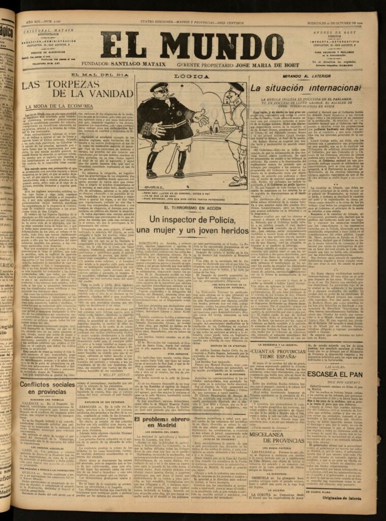 Miniatura de El Mundo del 20 de octubre de 1920 (edición de provincias)