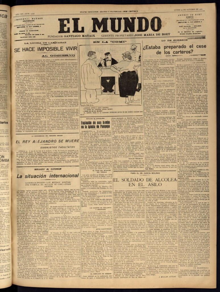 Miniatura de El Mundo del 25 de octubre de 1920 (edición de provincias)