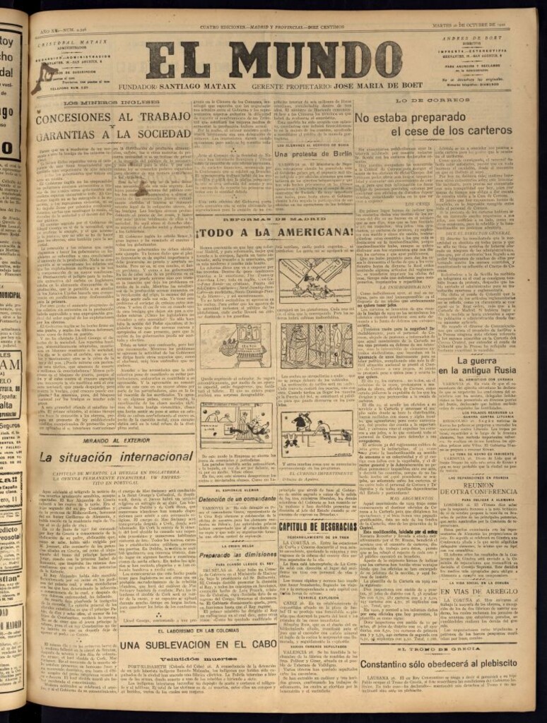 Miniatura de El Mundo del 26 de octubre de 1920 (edición de provincias)